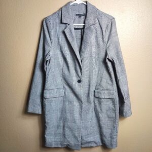 Adrianna Papell Womens Glen Plaid/Houndstooth Long Topper Jacket-Size M
